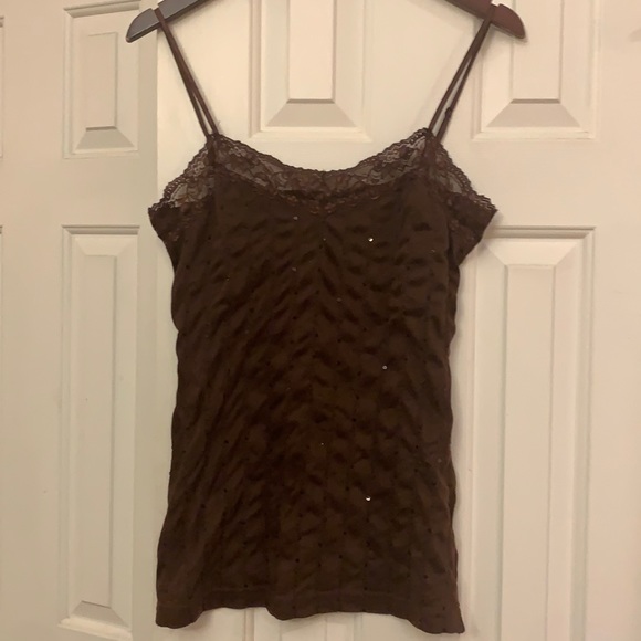 Self Esteem Tops - Self Esteem Brown Lace-Trim Cami Tank Top